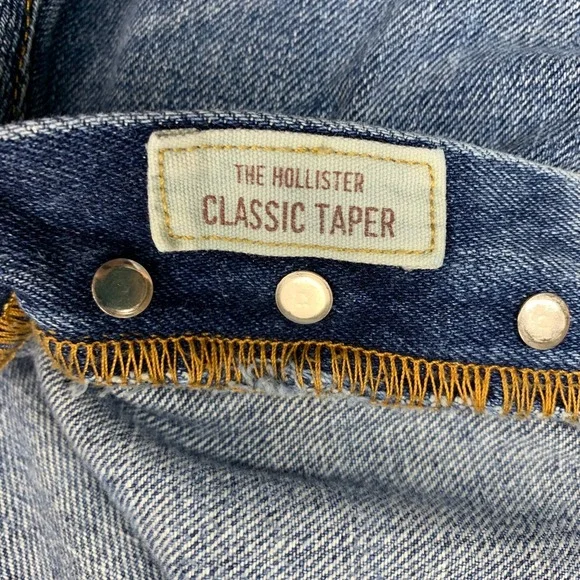 Hollister Jeans Mens 34x31 Blue Pants Classic Taper Denim Button Fly Tag 36x32 - Picture 7 of 13